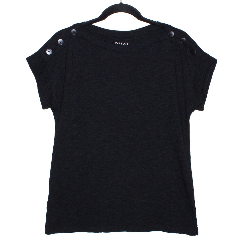 Talbots Bateau Neck Button Shoulder Tee